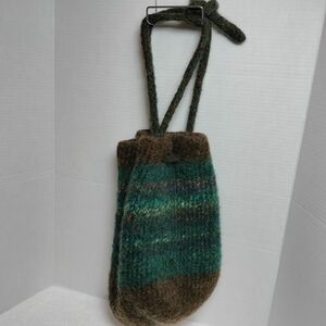 Specially Fashioned By Shelby Hawthorne Green and Brown Wool Shoulder Bag